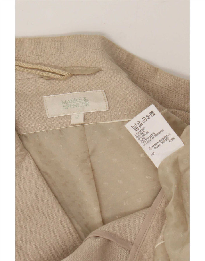 Marks & Spencer Chaqueta Blazer de 2 Botones para Mujer UK 42 Medium Beige Linen