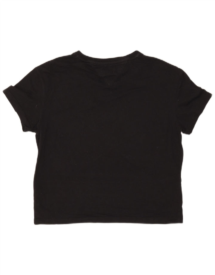 TOMMY HILFIGER Camiseta corta con gráfico extragrande para mujer UK 10 Small Black