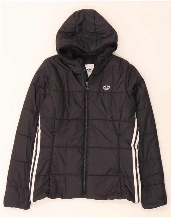 Adidas Chaqueta acolchada con capucha para mujer UK 46 Grande Poliéster negro