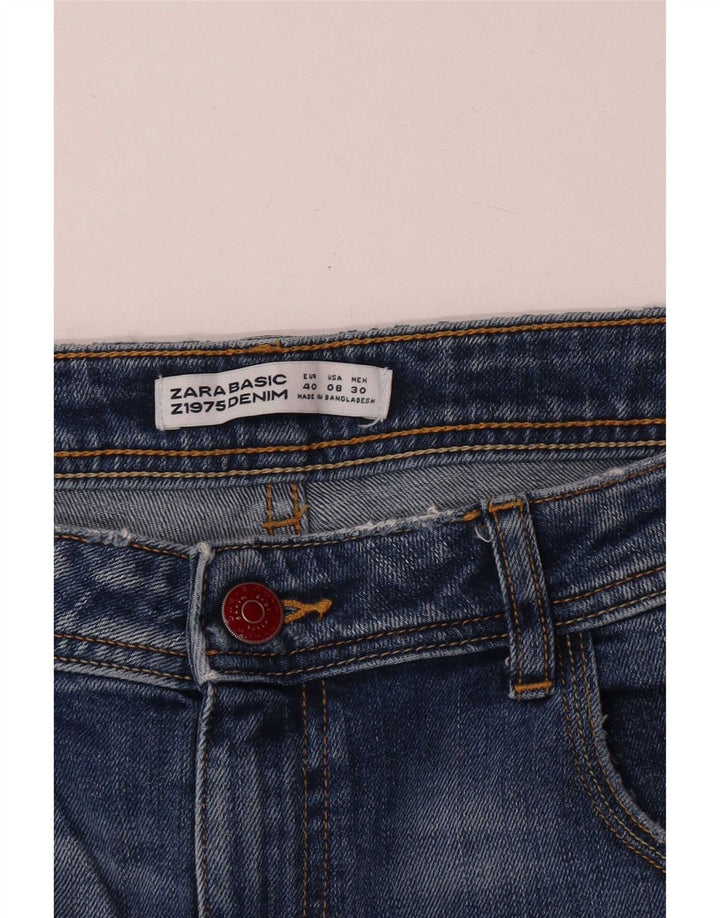 Zara Mujer Shorts Vaqueros EU 40 Medium W30 Azul Floral