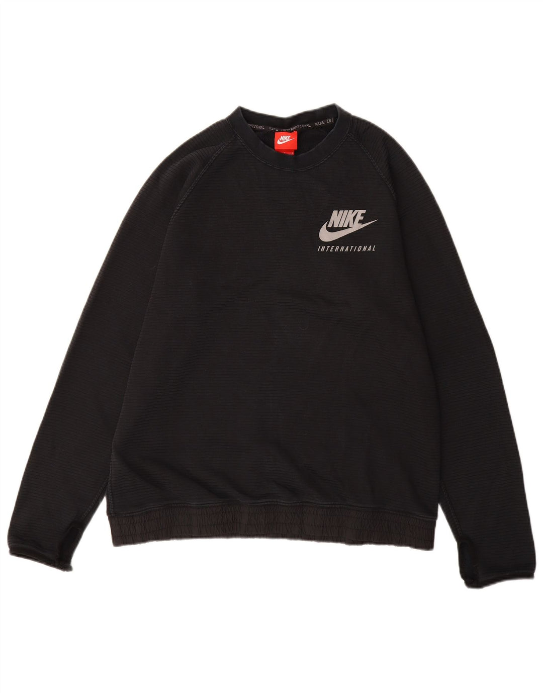 NIKE Hombre Sudadera Jumper Large Negro Rayas Algodón