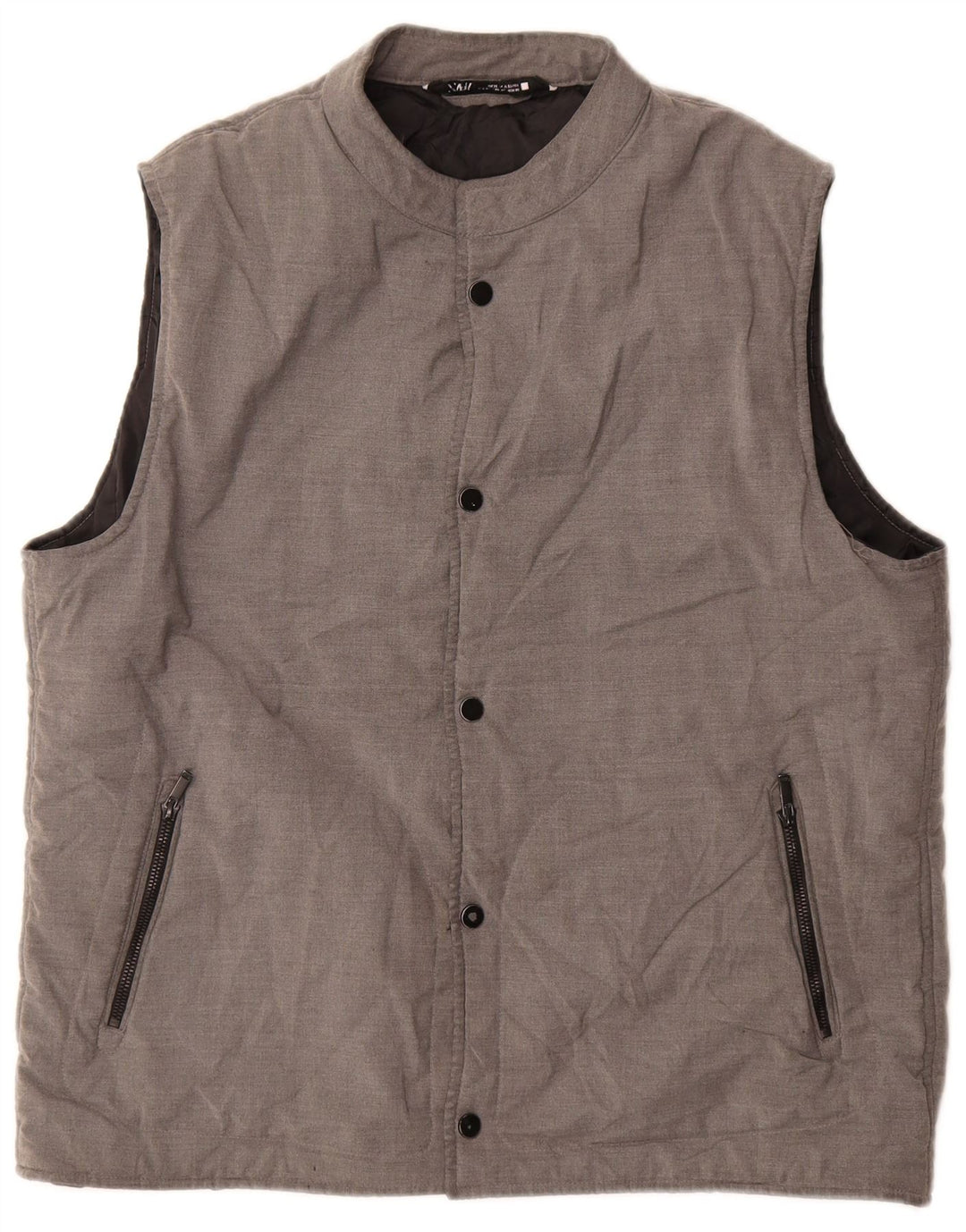 Zara Hombre Chaleco Acolchado UK 42 XL Poliéster Gris
