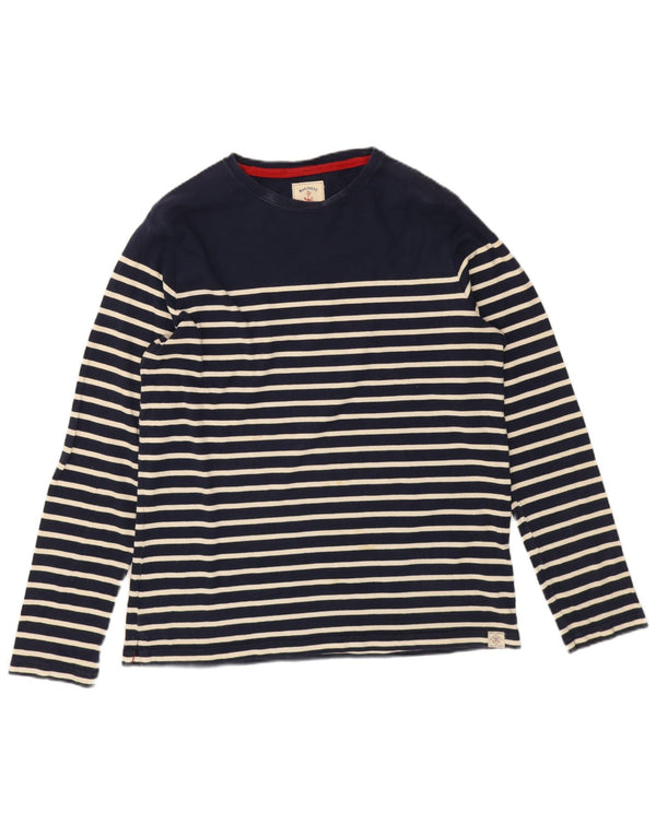 Joules Top Mujer Manga Larga UK 46 Grande Algodón A Rayas Azul Marino