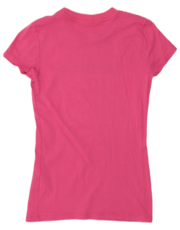Hollister Mujer Camiseta Gráfica Top UK 8 Small Rosa Algodón