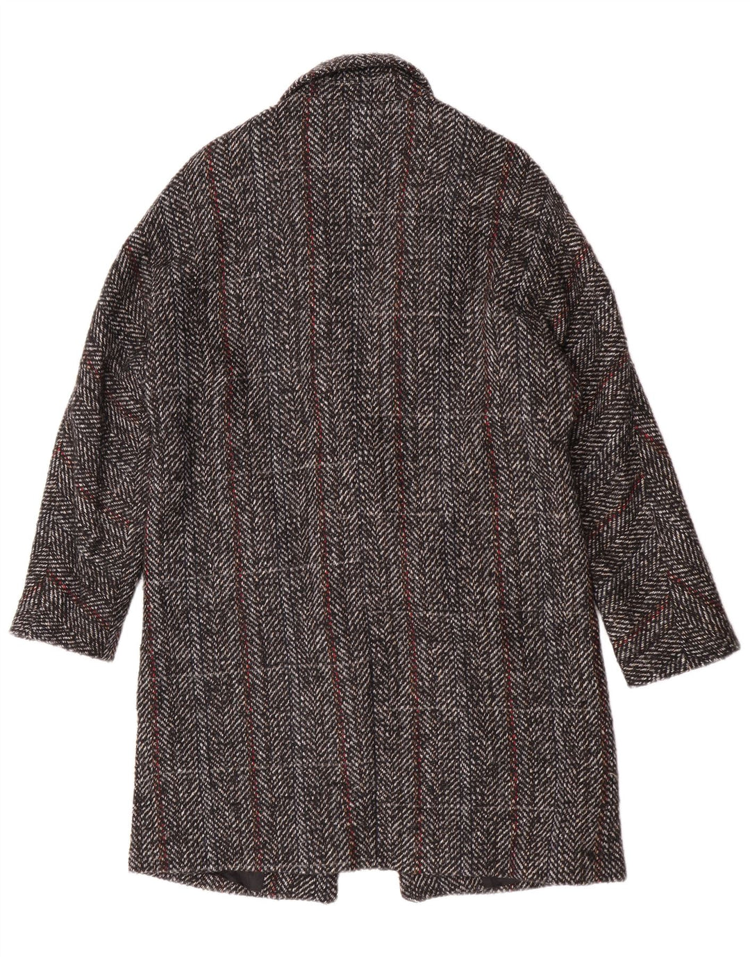 Zara Mujer Abrigo UK 44 Lana A Cuadros Gris Medio