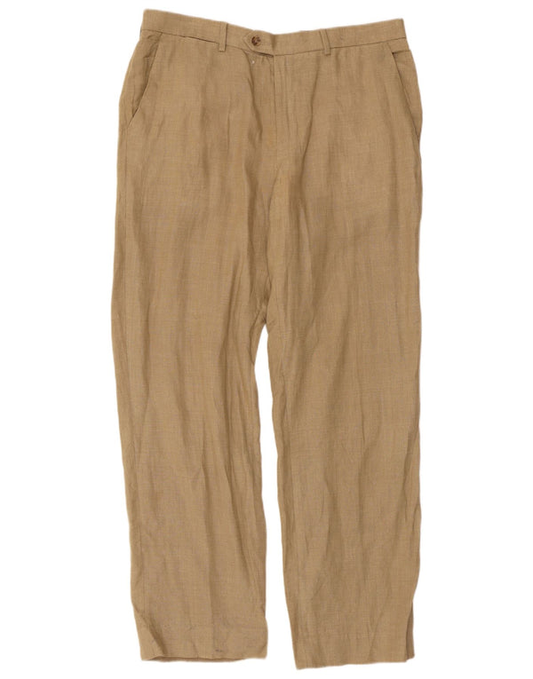 Marks & Spencer Pantalón chino recto para hombre W34 L31 Lino beige