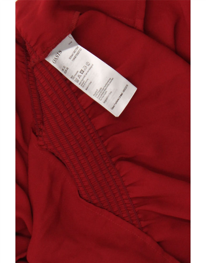 Oasis Blusa de manga larga para mujer UK 22 3XL Poliéster burdeos
