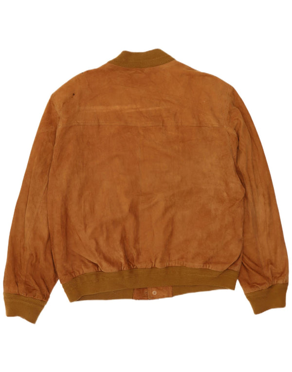 Chaqueta bomber de ante vintage para hombre IT 54 2XL Cuero beige