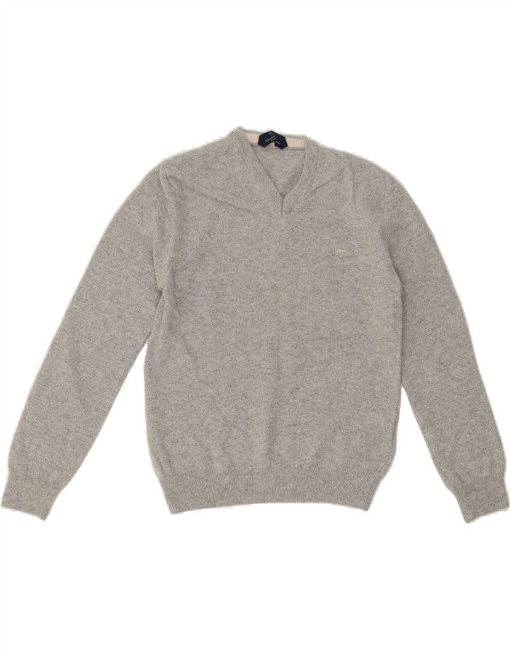 HARMONT & BLAINE Womens V-Neck Jumper Sweater UK 12 Medium Grey Vintage Harmont & Blaine and Second-Hand Harmont & Blaine from Messina Hembry 