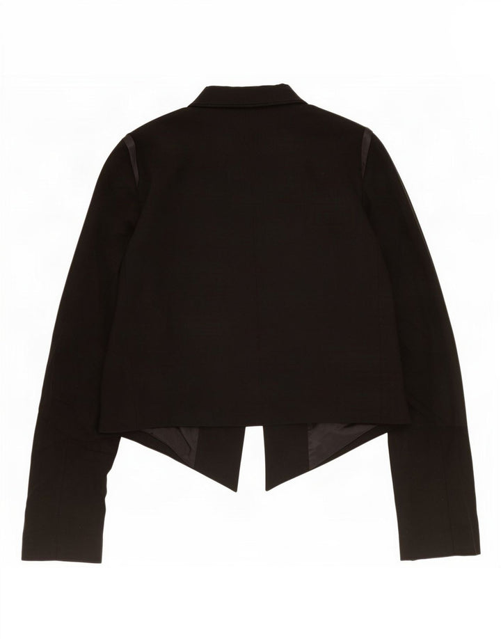 Zara Mujer Blazer Chaqueta UK 12 Mediana Lana Negra
