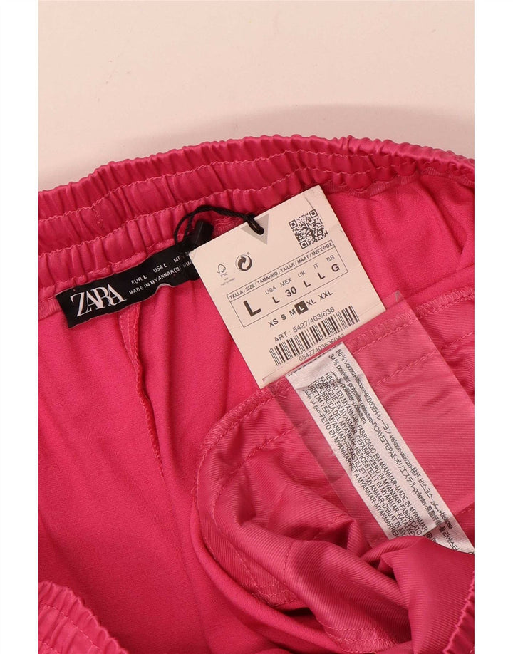 Zara Mujer Shorts Sport Large W30 Viscosa Rosa