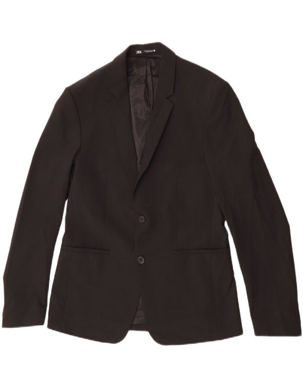Zara Chaqueta tipo blazer de 2 botones para hombre EU 48 Mediano Negro Poliéster