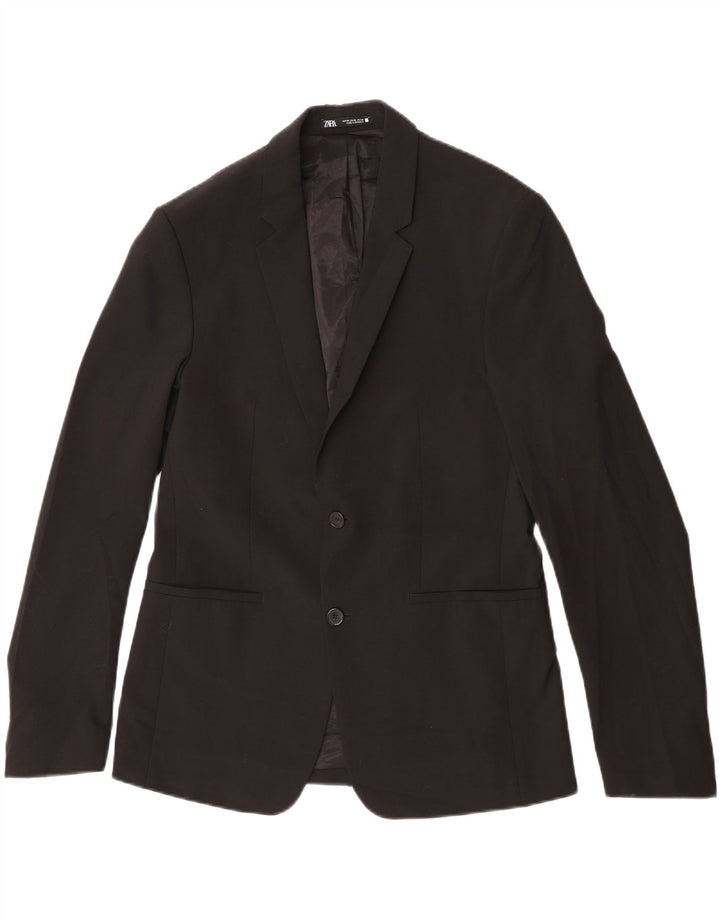 Zara Chaqueta tipo blazer de 2 botones para hombre EU 48 Mediano Negro Poliéster