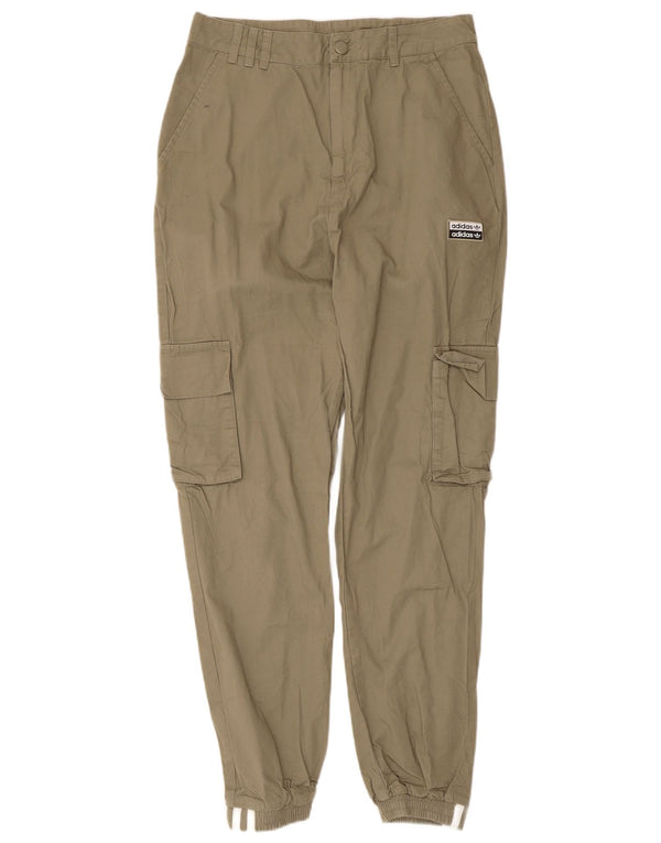 Adidas Womens Joggers Cargo Trousers UK 10 Small W28 L26 Khaki Cotton