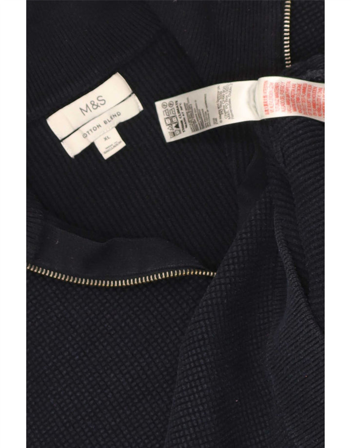 Marks & Spencer Jersey con cuello y cremallera para hombre XL Poliéster azul marino