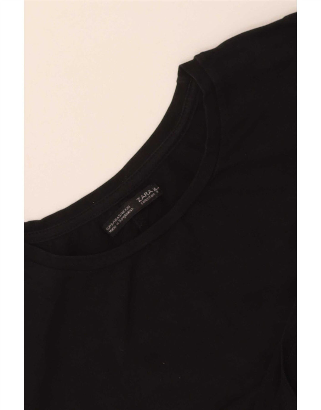 Zara Mujer Crop Camiseta Top UK 8 Small Negro