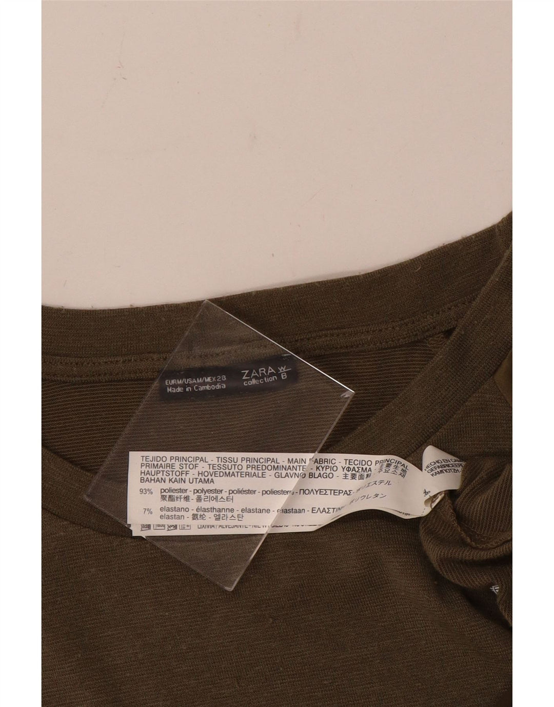 Zara Mujer Túnica Asimétrica Top UK 44 Poliéster Verde Medio