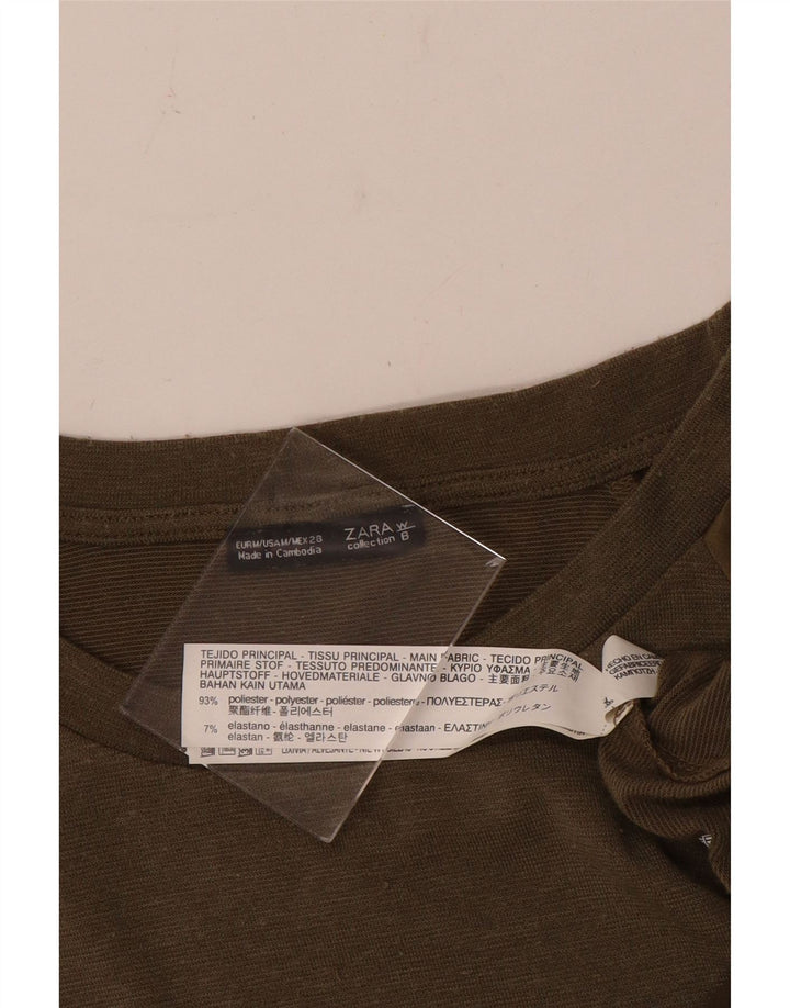 Zara Mujer Túnica Asimétrica Top UK 44 Poliéster Verde Medio