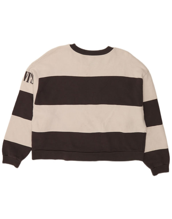 Levi's Sudadera corta extragrande para mujer, talla 40, tamaño mediano, color negro a rayas
