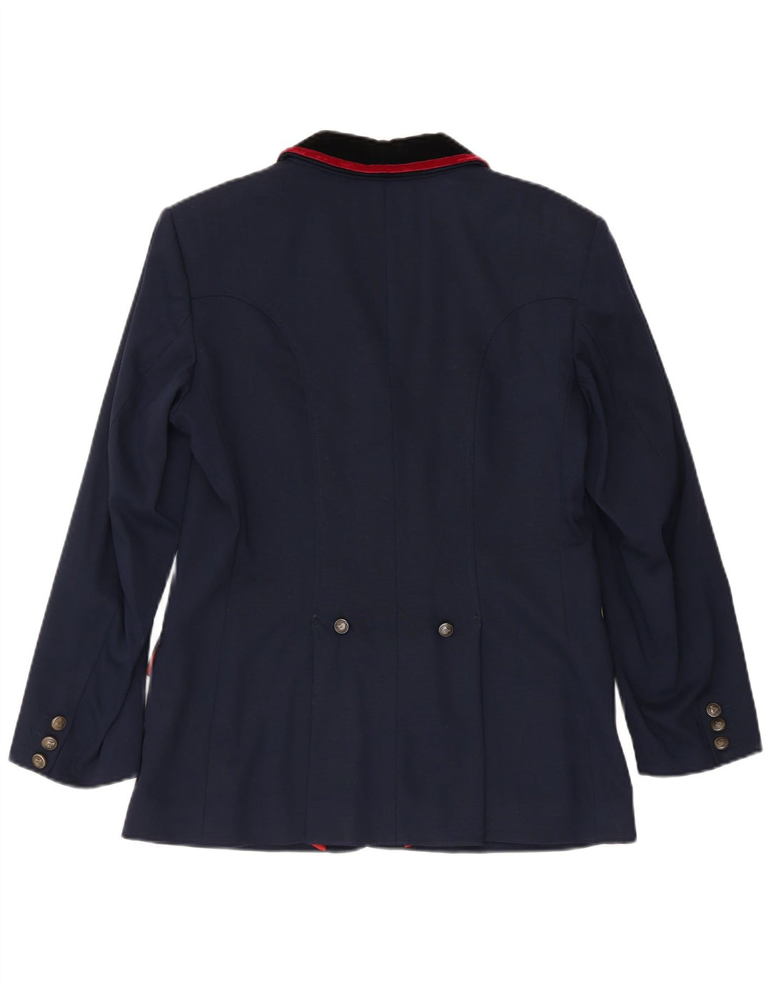Vintage mujer montando 4 botones Blazer chaqueta IT 42 lana azul marino medio