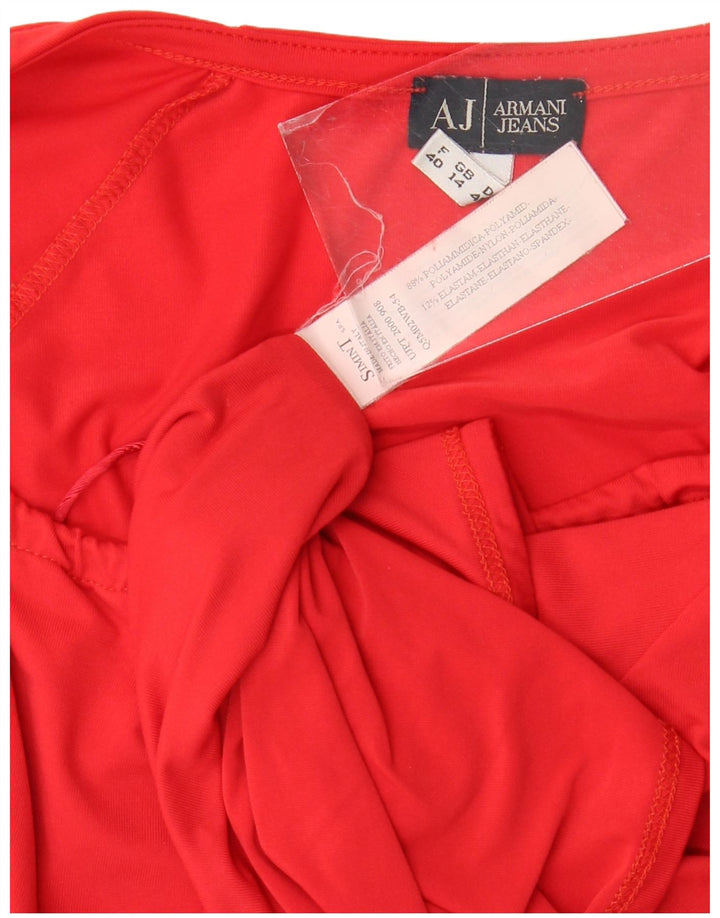 Armani Jeans Blusa corta de manga 3/4 para mujer UK 44 Poliamida roja mediana