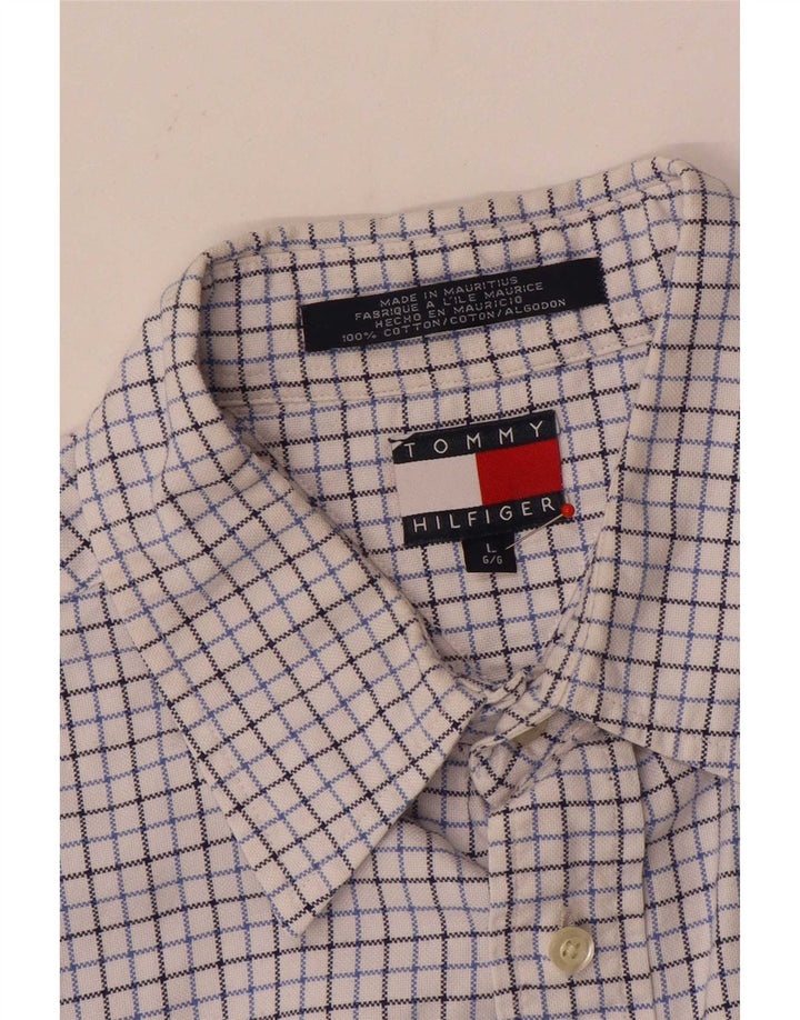 Camisa Tommy Hilfiger para hombre de algodón a cuadros blancos grandes