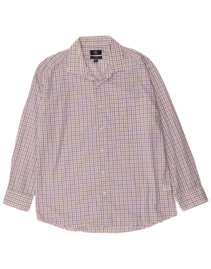 DOCKERS Camisa para hombre talla 16 1/2 algodón a cuadros morado grande