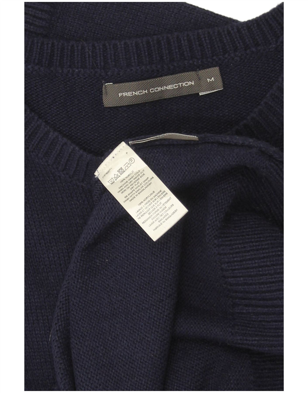 FRENCH CONNECTION Suéter tipo jersey con cuello redondo para hombre Azul marino mediano Fair Isle