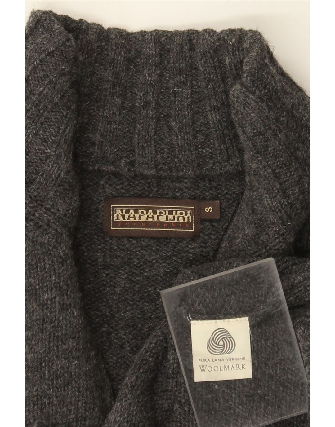 Napapijri Hombre Geographic Zip Neck Jumper Sweater Small Gris Lana