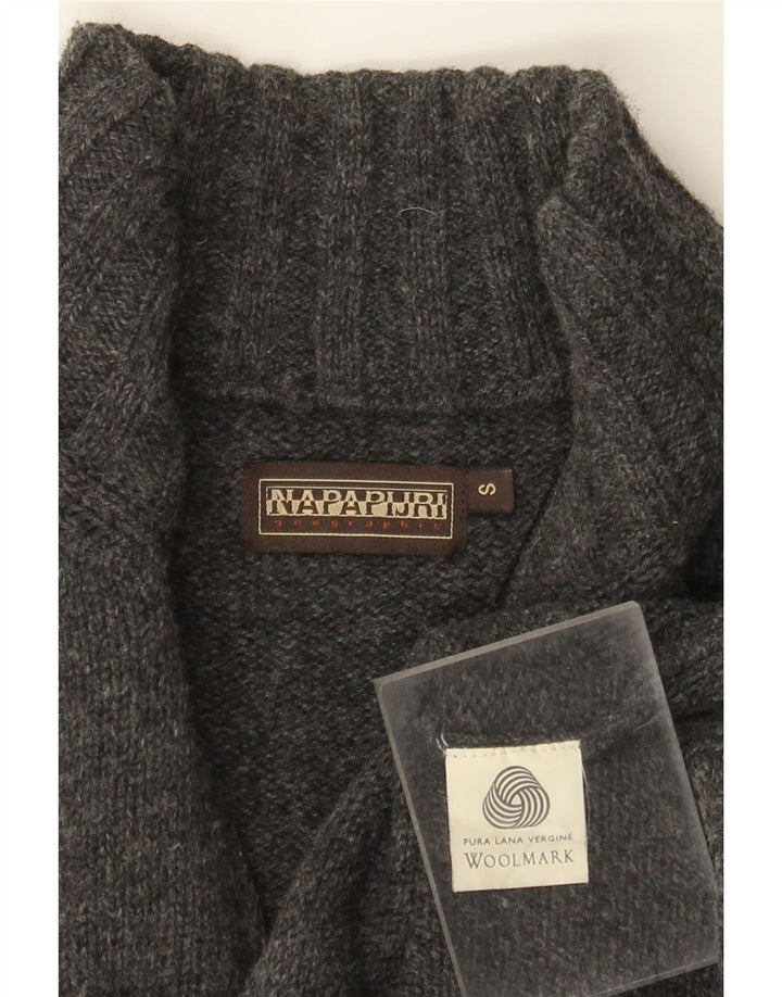 Napapijri Hombre Geographic Zip Neck Jumper Sweater Small Gris Lana