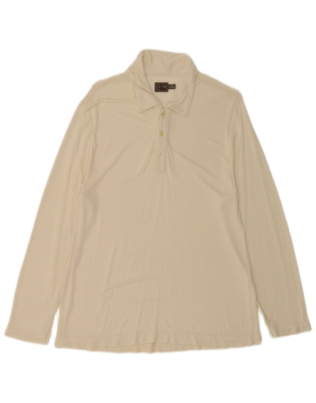 Calvin Klein Polo de manga larga para hombre, talla grande, color beige