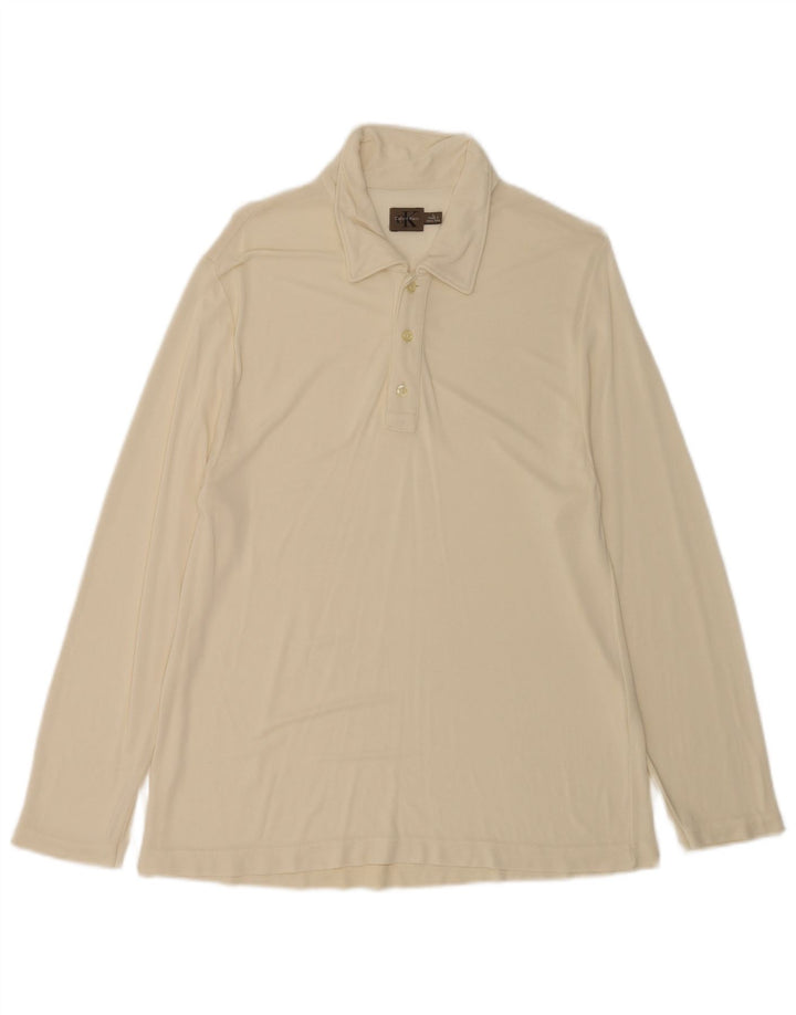 Calvin Klein Polo de manga larga para hombre, talla grande, color beige