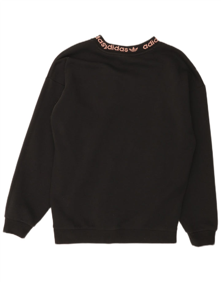 Adidas - Sudadera de gran tamaño con gráfico para mujer, talla 4, tamaño pequeño, algodón negro
