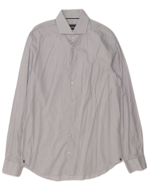 Tommy Hilfiger Camisa Slim Fit para hombre Talla 41 16 Raya diplomática gris grande