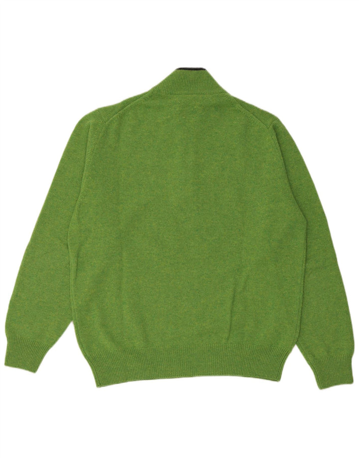 Fred Perry Hombre Jersey Con Cuello Y Cremallera De Lana Verde Medio