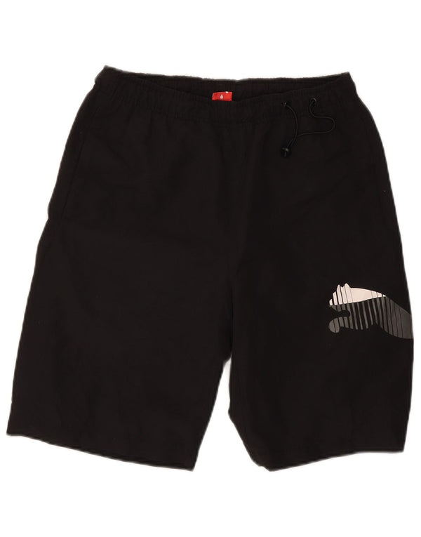 Puma Pantalones cortos deportivos con gráficos para hombre, talla pequeña, negro