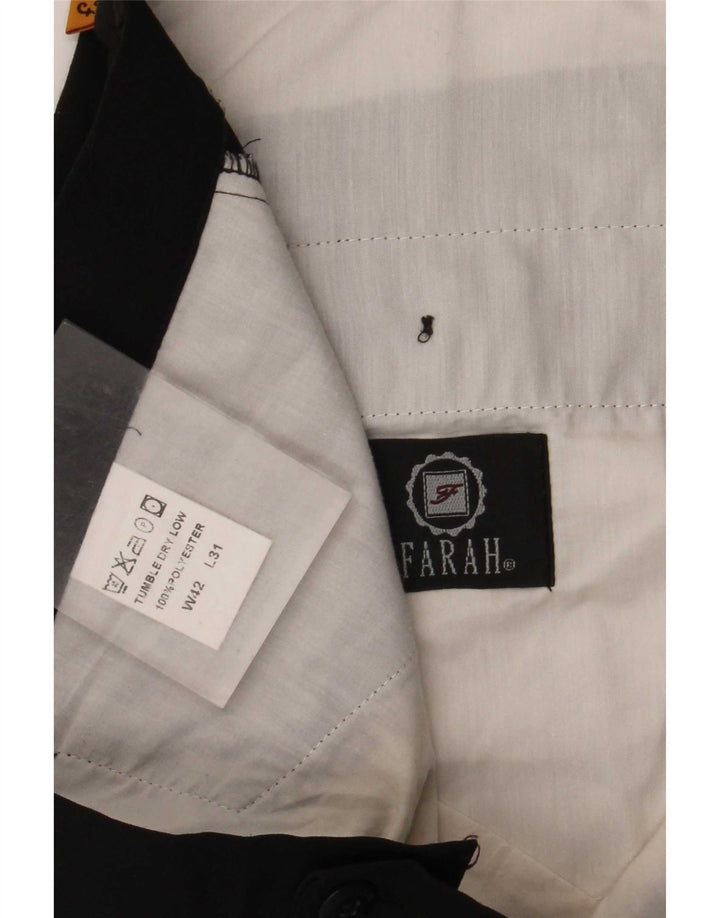 Farah Pantalones Casuales Rectos Para Hombre W42 L31 Poliéster Negro
