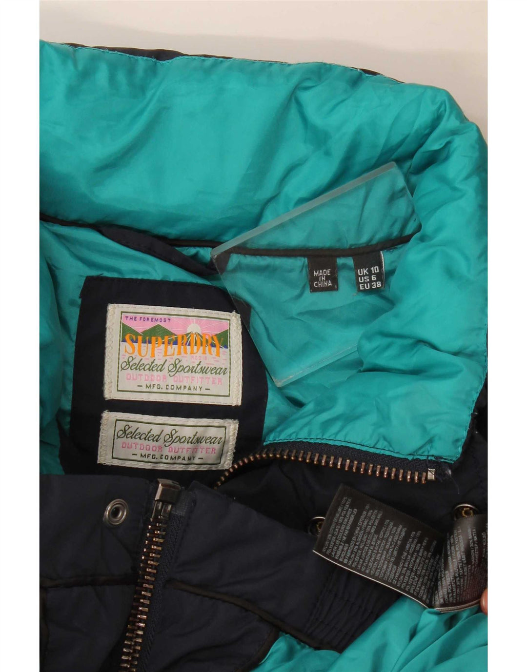Superdry Mujer Chaqueta Acolchada Extragrande UK 10 Small Poliéster Azul Marino