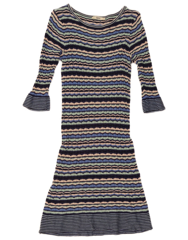 Vestido tipo jersey de manga 3/4 para mujer Oasis UK 42 Mediano Rayas multicolores
