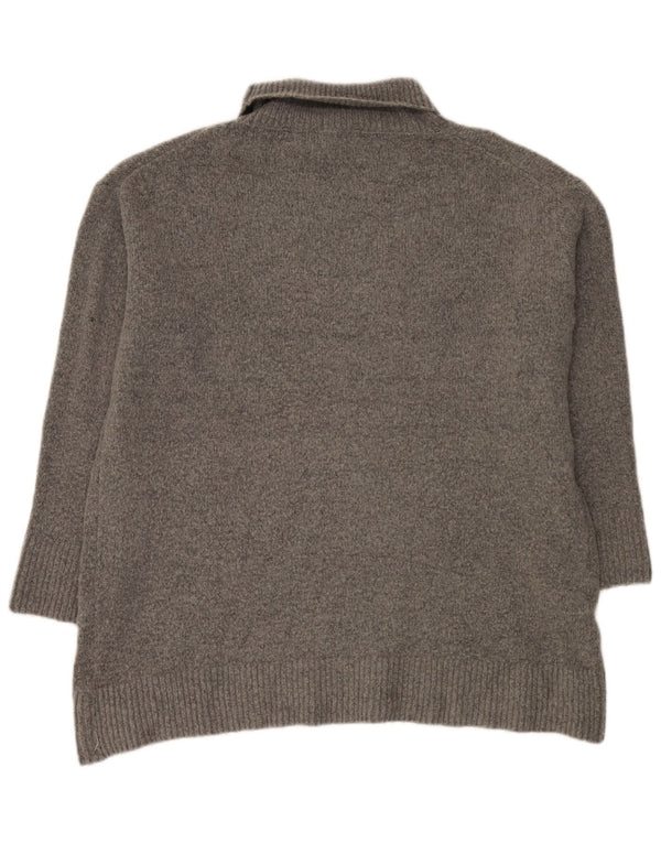 Zara Mujer Oversize Roll Neck Jumper Sweater UK 10 Small Gris Acrílico