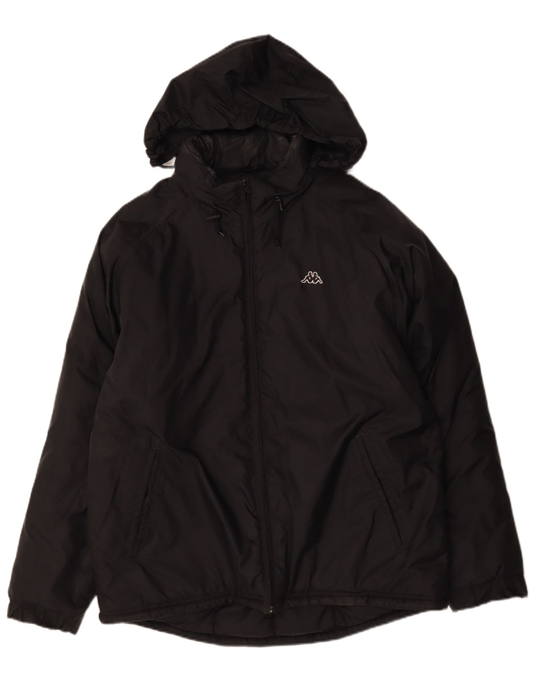 Kappa - Chaqueta acolchada con capucha para hombre, talla 40, talla grande, poliamida negra