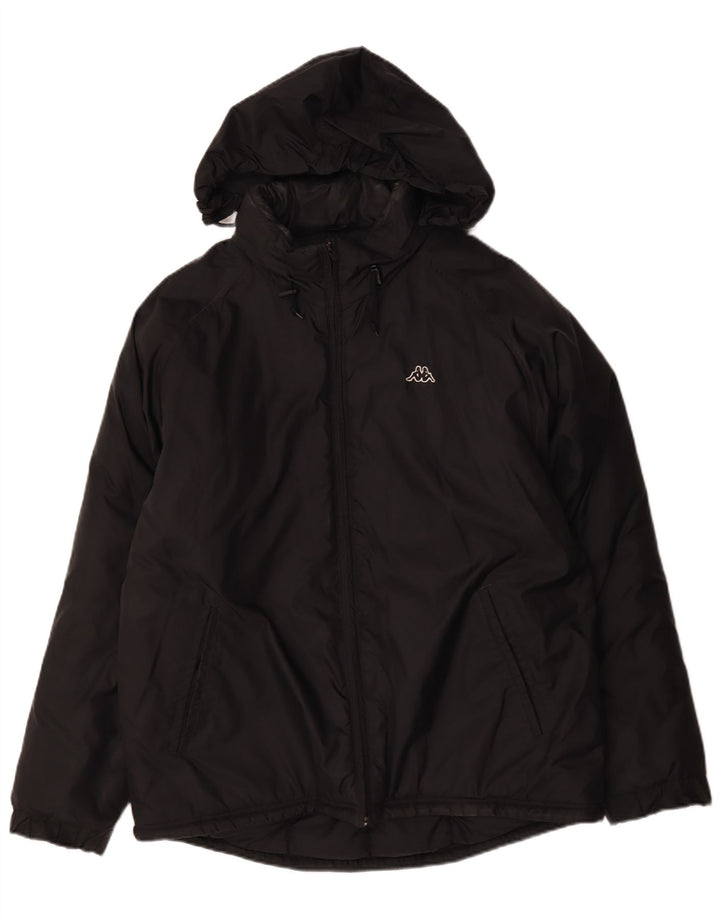 Kappa - Chaqueta acolchada con capucha para hombre, talla 40, talla grande, poliamida negra