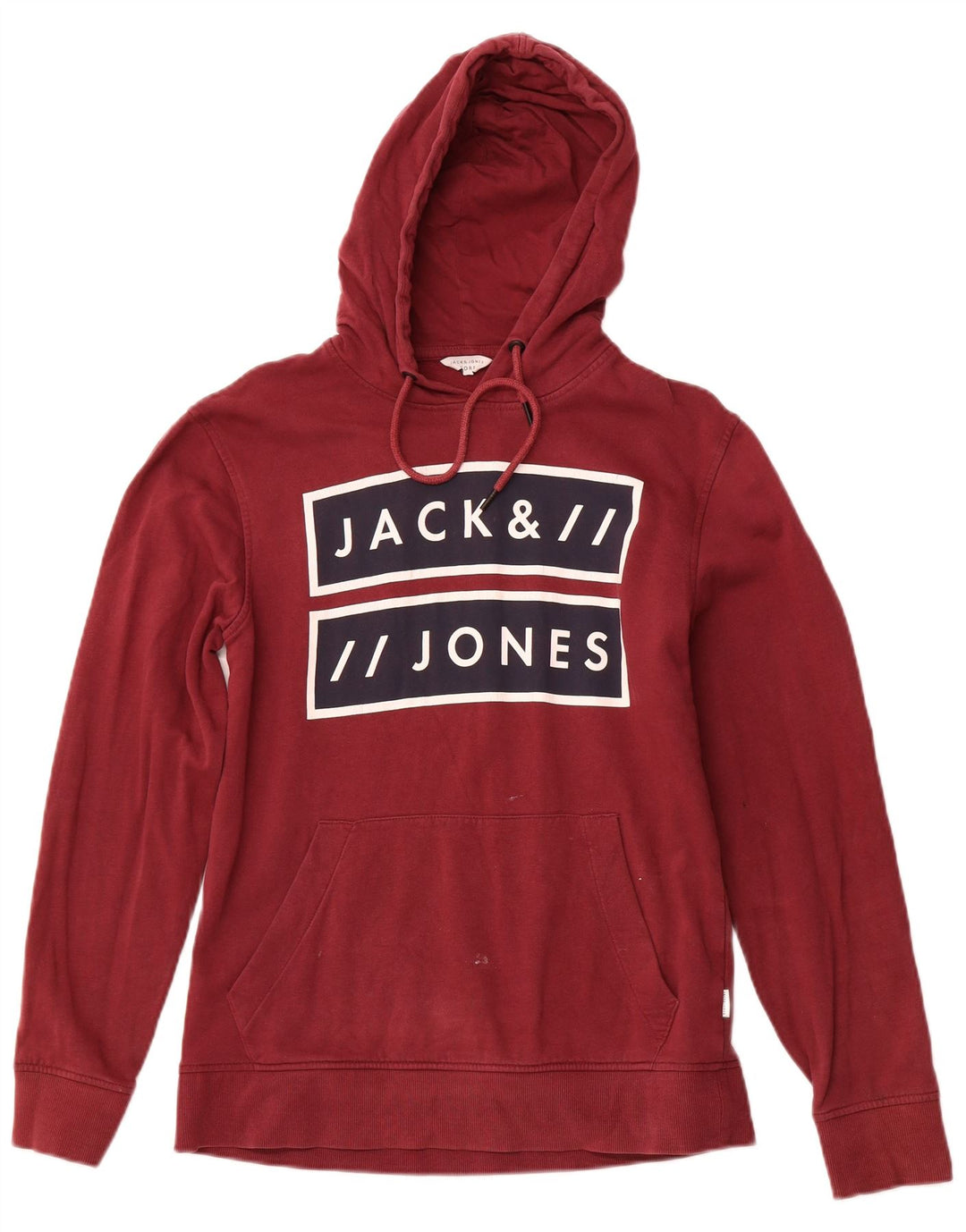 JACK & JONES Hombre Core Graphic Sudadera con capucha de algodón en color burdeos medio