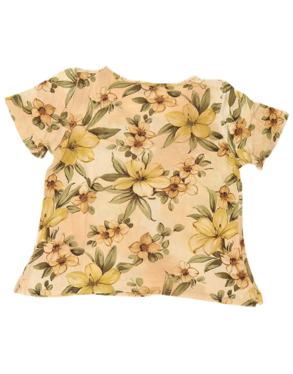 Conte of Florence Camiseta gráfica para mujer Top UK 46 Large Beige Floral
