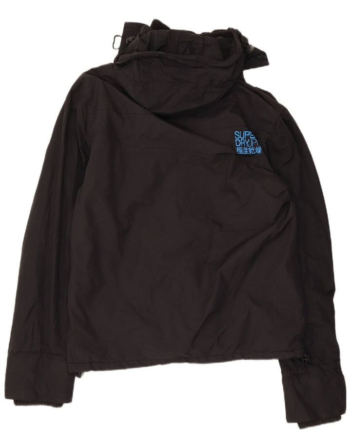 SUPERDRY Chaqueta cortavientos con capucha para mujer UK 46 Large Black Nylon