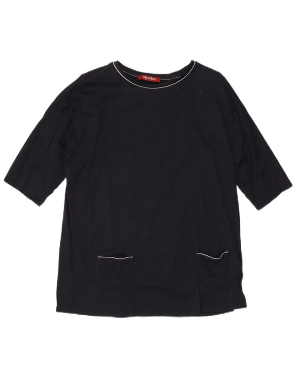 MAX MARA Blusa de manga 1/2 para mujer UK 44 Algodón azul marino mediano