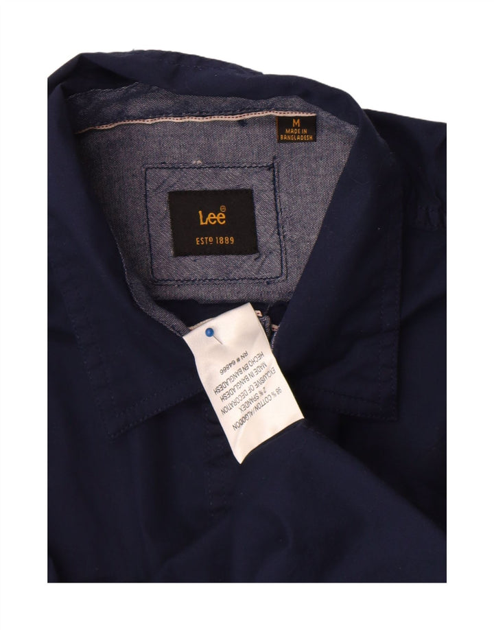 Camisa Lee De Manga Corta Para Hombre De Algodón Azul Marino Medio