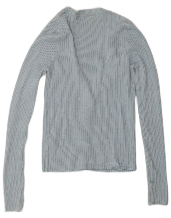 Zara Mujer Cárdigan Suéter UK 12 Rayón Azul Medio