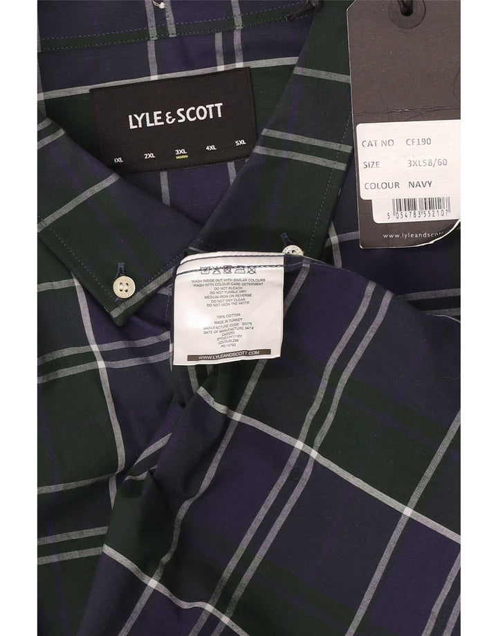 Camisa Lyle & Scott para hombre 3XL Algodón a cuadros azul marino