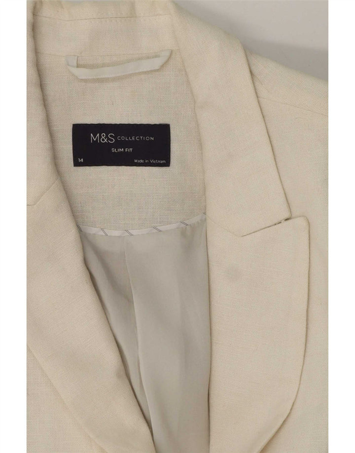 Marks & Spencer Chaqueta tipo blazer con 1 botón para mujer, talla 40, color blanco